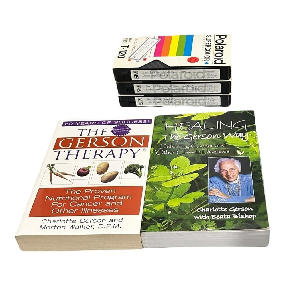 Gerson Therapy Book Lot Healing Gerson Way Plus 3 VHS Tapes Cancer Set